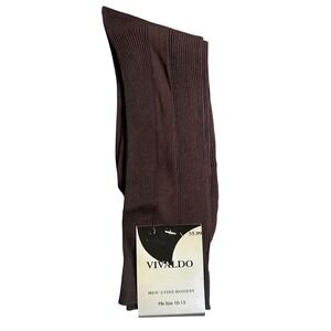 Vintage Vivaldo Dress Socks Mens 10-13 Brown New Ribbed Nylon Fine Hosiery